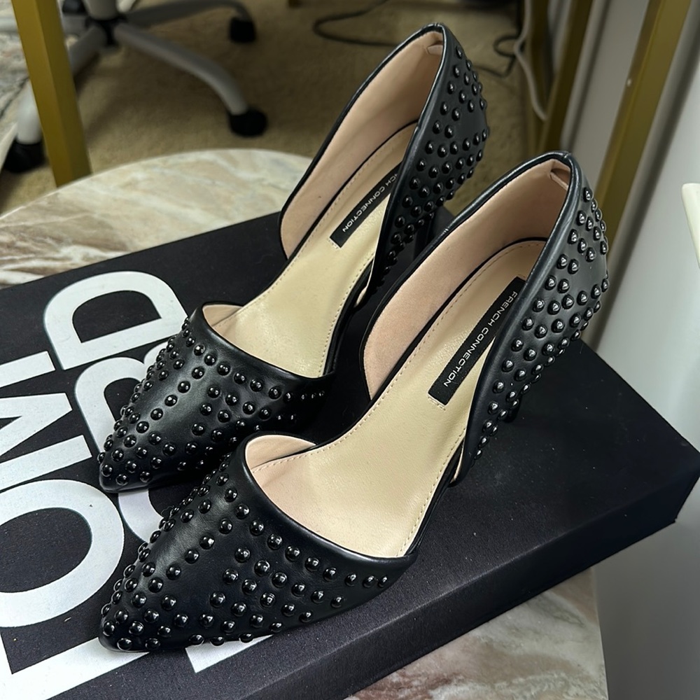 French Connection Black Studded Heels